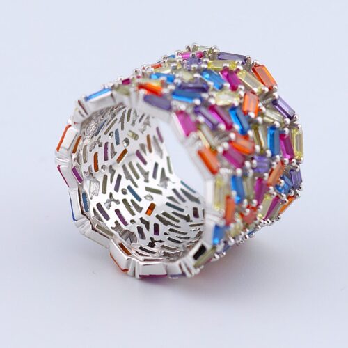 انگشتر نقره اسپرت زنانه مولتی کالر MK6031 (2)