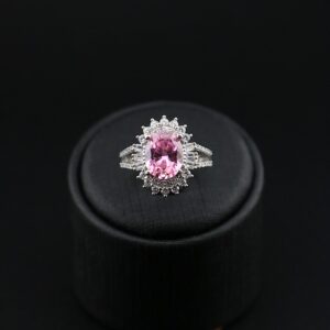 انگشتر نقره زنانه رنگ سنگ صورتی MK6008