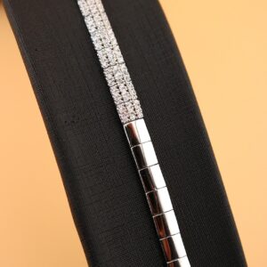 دستبند زنجیردار نقره طرح جواهر MK3012
