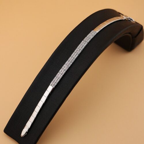 دستبند زنجیردار نقره طرح جواهر MK3012 (1)