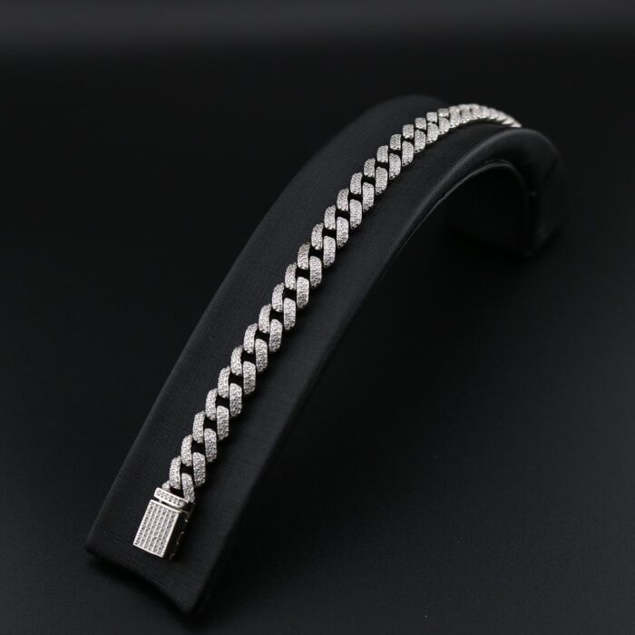 دستبند زنجیردار نقره طرح جواهر MK3013 (1)