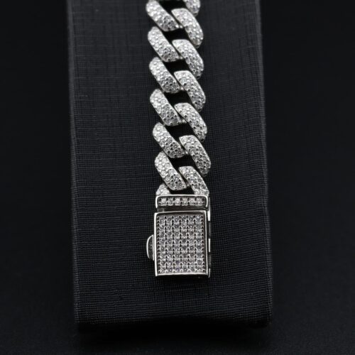 دستبند زنجیردار نقره طرح جواهر MK3013 (2)