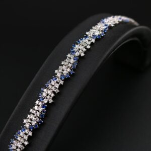 دستبند زنجیردار نقره طرح جواهر خط آبی MK3015