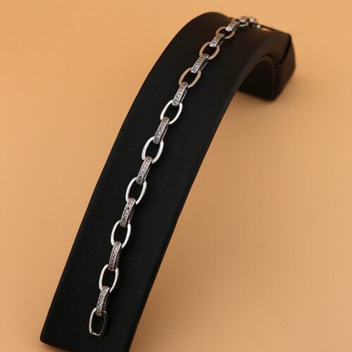 دستبند زنجیردار نقره طرح جواهر طنابی MK3011 (1)