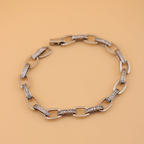 دستبند زنجیردار نقره طرح جواهر طنابی MK3011 (2)