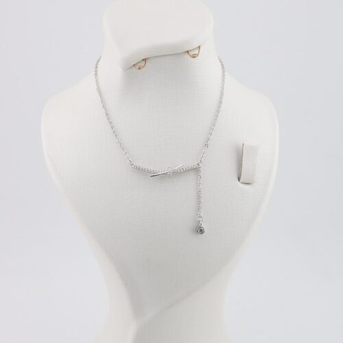 مدال نقره زنجیر دار طرح جواهر mk4015 (2)
