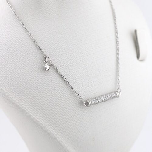 مدال نقره زنجیردار طرح جواهر ستاره mk4011 (1)