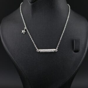 مدال نقره زنجیردار طرح جواهر ستاره mk4011