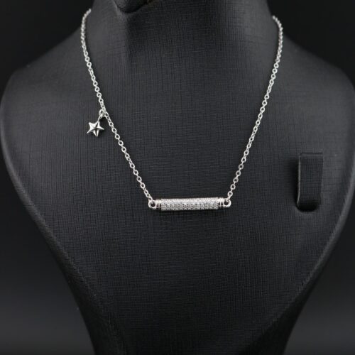 مدال نقره زنجیردار طرح جواهر ستاره mk4011 (2)