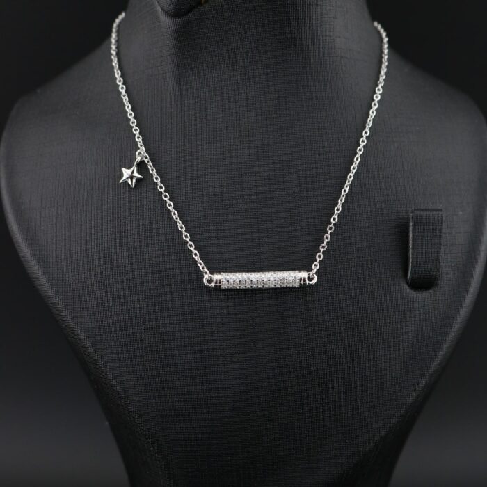 مدال نقره زنجیردار طرح جواهر ستاره mk4011 (2)