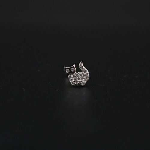 پرسینگ گوش نقره طرح گربه MK7012 (1)