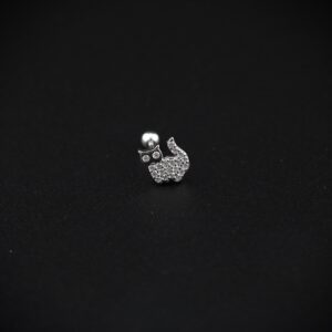 پیرسینگ گوش نقره طرح گربه MK7012