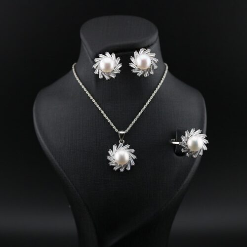 نیمست زنانه مروارید پرورشی مدل گل