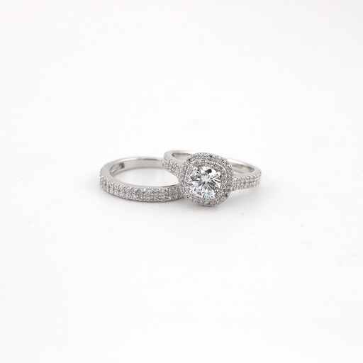 انگشتر پشت حلقه نقره طرح جواهر