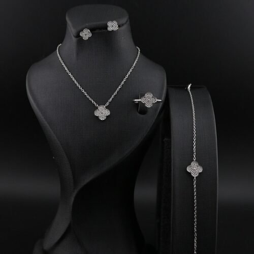 سرویس وتکلیف نگین دار تک گل