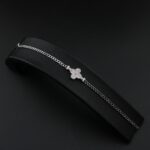 دستبند نقره ونکلیف  تک گل نگین دار  mk3035