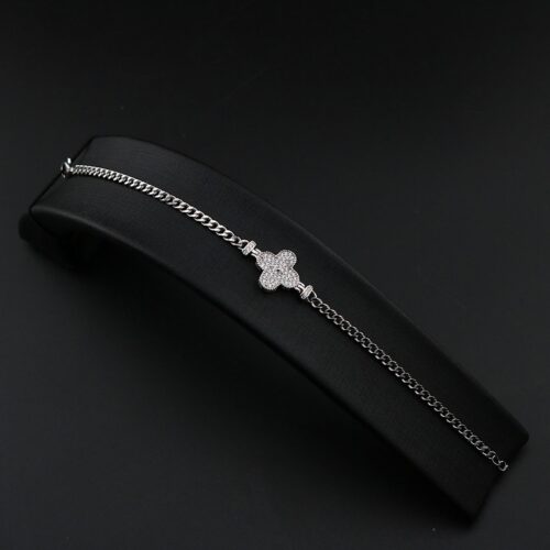 دستبند نقره ونکلیف تک گل نگین دار