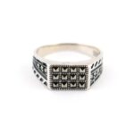 انگشتر نقره مردانه سنگ مارکازیت mk4603