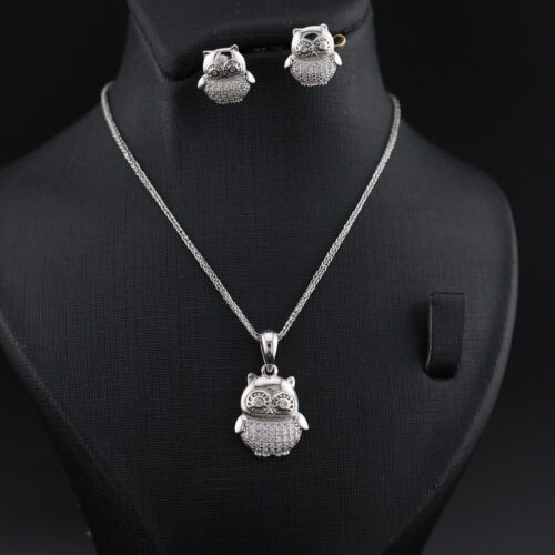 نیم ست نقره طرح جغد mk9050