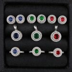 نیم ست نقره سنگ رنگی mk9056