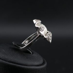 انگشتر نقره مروارید پرورشی گل زیبا  mk6063