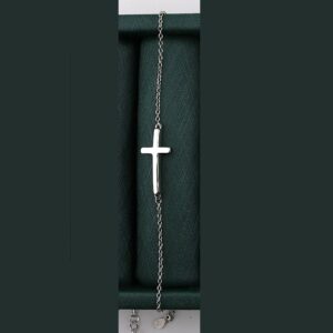 دستبند زنجیر طرح صلیب نقره mk3061