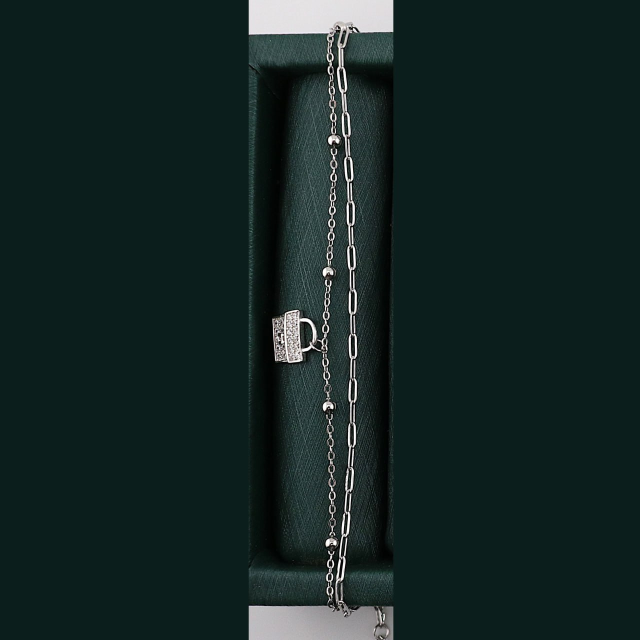 دستبند نقره طرح کیف